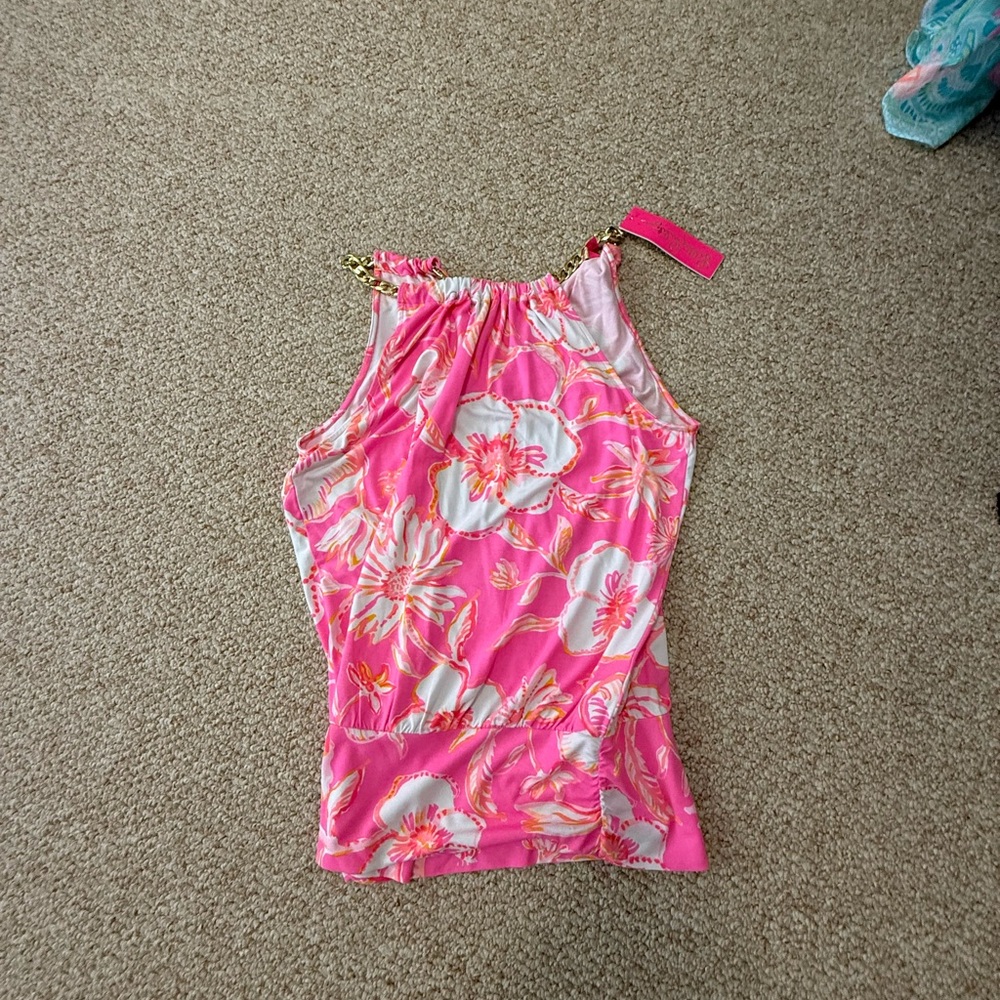 Lilly Pulitzer Bowen Pink Floral Sleeveless Top